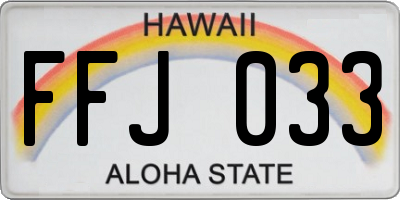 HI license plate FFJ033