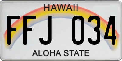 HI license plate FFJ034