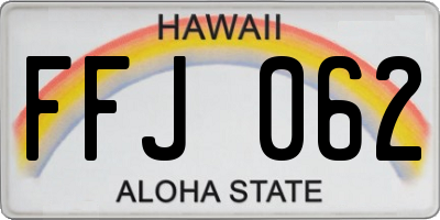 HI license plate FFJ062