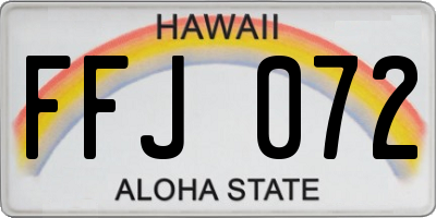 HI license plate FFJ072