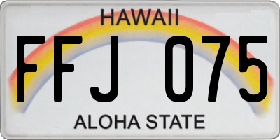HI license plate FFJ075