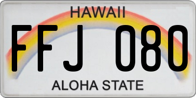 HI license plate FFJ080