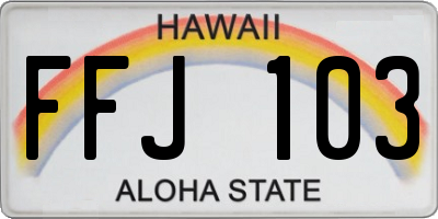 HI license plate FFJ103