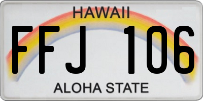 HI license plate FFJ106