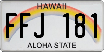 HI license plate FFJ181