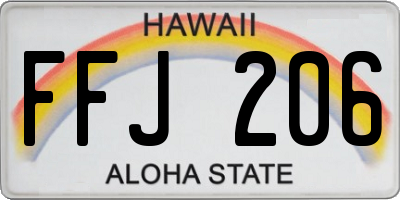 HI license plate FFJ206