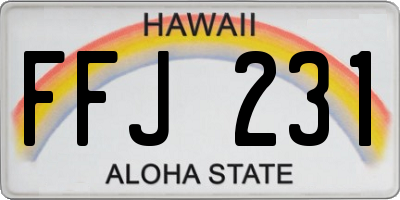 HI license plate FFJ231