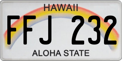 HI license plate FFJ232
