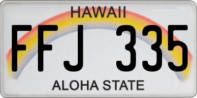 HI license plate FFJ335