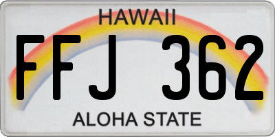HI license plate FFJ362