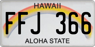 HI license plate FFJ366