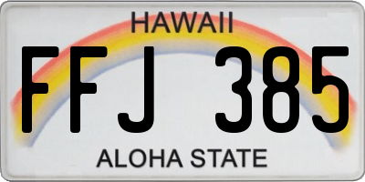HI license plate FFJ385
