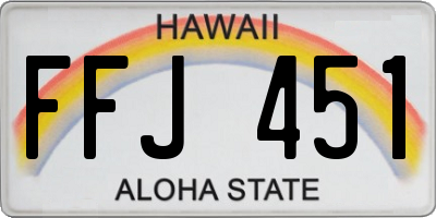 HI license plate FFJ451