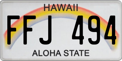 HI license plate FFJ494