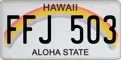 HI license plate FFJ503