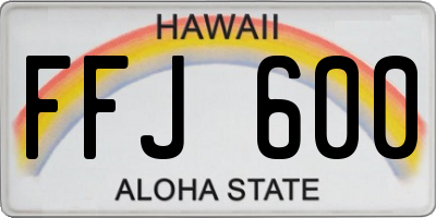 HI license plate FFJ600