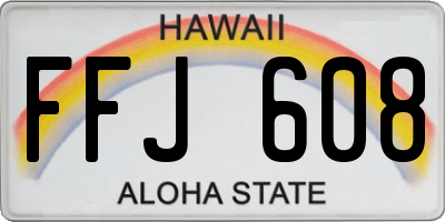 HI license plate FFJ608