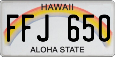 HI license plate FFJ650