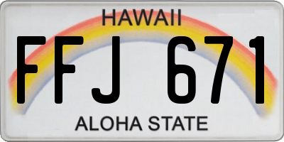 HI license plate FFJ671