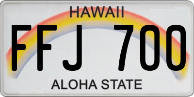 HI license plate FFJ700