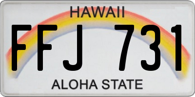 HI license plate FFJ731