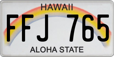 HI license plate FFJ765