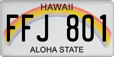 HI license plate FFJ801