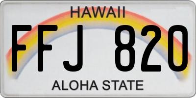 HI license plate FFJ820