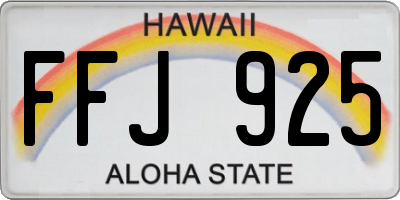 HI license plate FFJ925