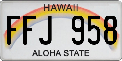 HI license plate FFJ958