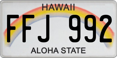 HI license plate FFJ992