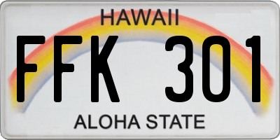HI license plate FFK301