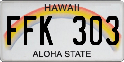 HI license plate FFK303