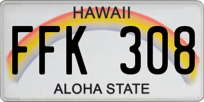 HI license plate FFK308