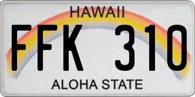 HI license plate FFK310