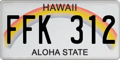 HI license plate FFK312