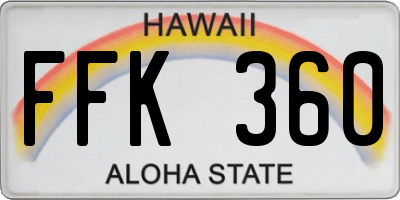 HI license plate FFK360