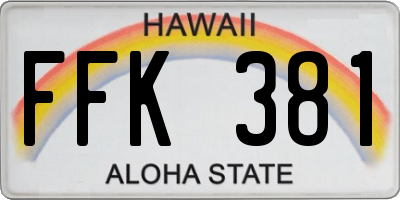 HI license plate FFK381