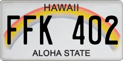 HI license plate FFK402