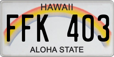 HI license plate FFK403