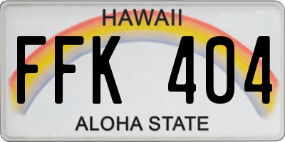 HI license plate FFK404
