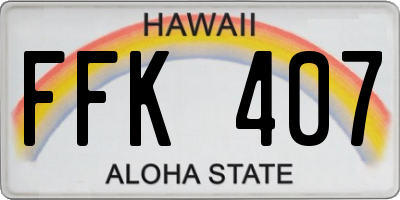 HI license plate FFK407