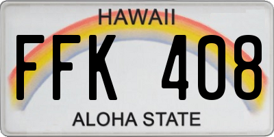 HI license plate FFK408