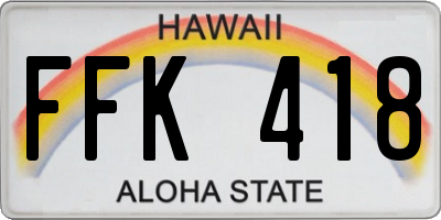 HI license plate FFK418