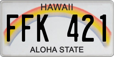 HI license plate FFK421