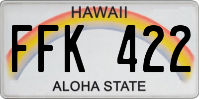 HI license plate FFK422
