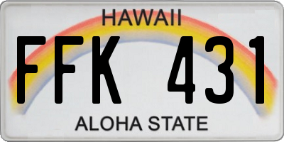 HI license plate FFK431