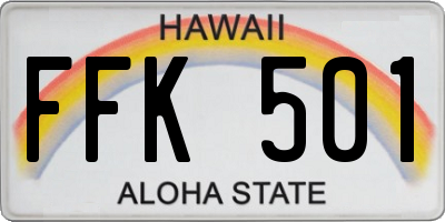 HI license plate FFK501