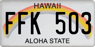 HI license plate FFK503