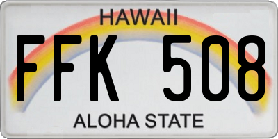 HI license plate FFK508